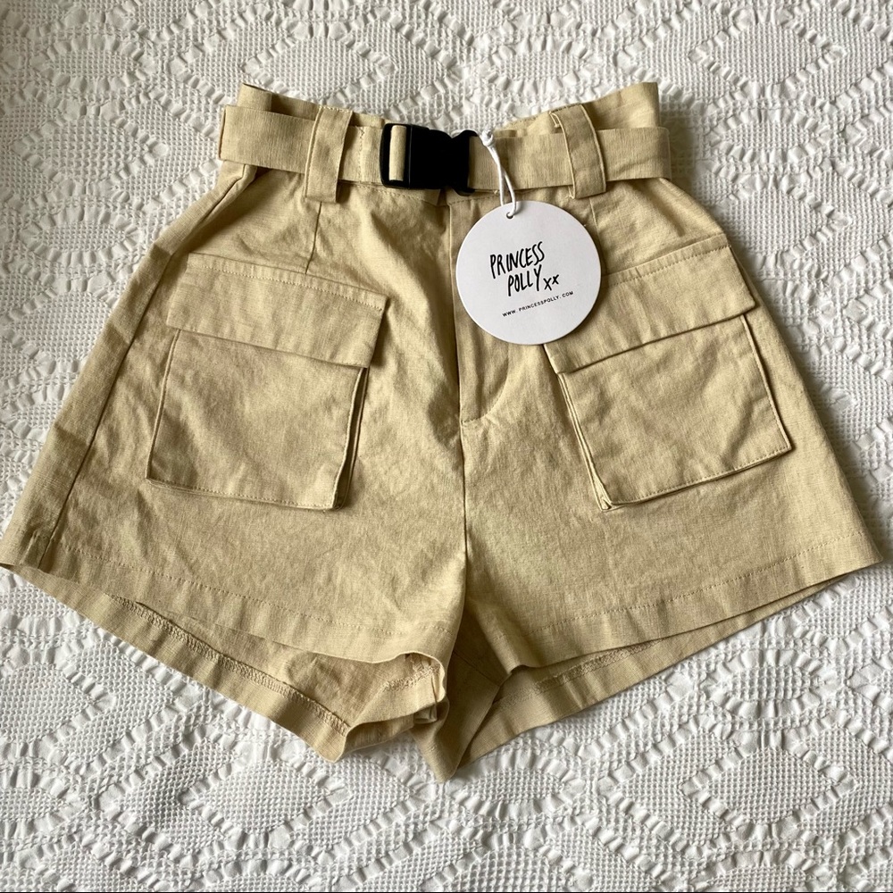 PRINCESS POLLY High Waisted Khaki Shorts, Size 2, New With Tags!